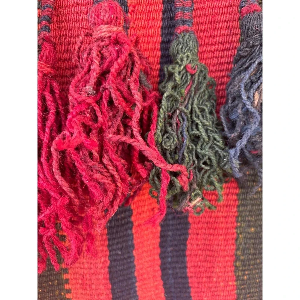 Vintage‎ Handwoven Wool Kilim Wall Hanging Tribal Tassel Tapestry Red Orange